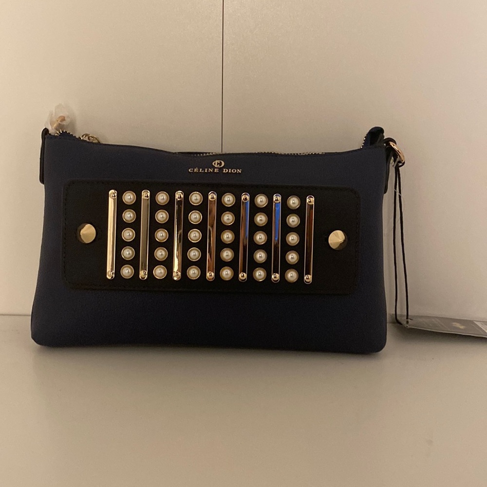 Celine Dion/ Maestro Navy Leather Handbag (included strap inside)